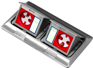 Bachmann Mini Floor Box EM/FLB-HTD1602L, Double Pop-up Socket Outlet for 22.5x45 mm or 45x45 mm Modules