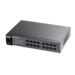 Zyxel GS1100-16 Unmanaged Gigabit Network Switch with 16 RJ-45 Ports, 32 Gbit/s Switching Capacity, Rack Mounting Support, and Fanless Design