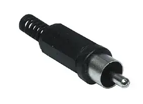 Plug RCA black, cable mount
