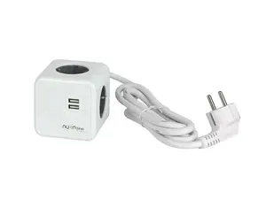 Сетевой удлинитель AURA LINE, 4 розетки и 2 USB-порта, кабель 1.5 м