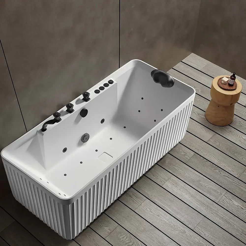 AMUE AMUE-D005W Freestanding Spa Bathtub with Hydromassage Photo 3