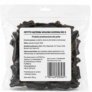 PETITTO kaltētas liellopu aknas suņiem 500g