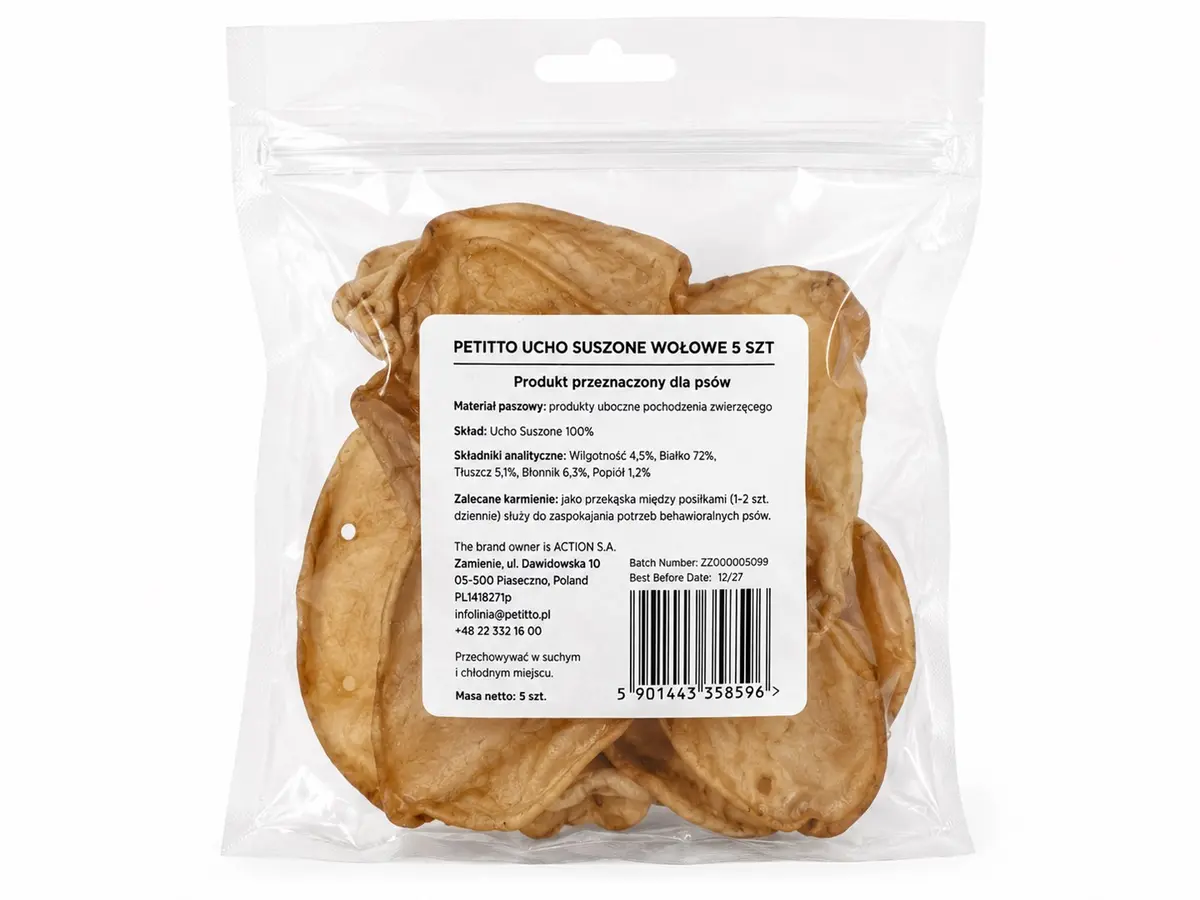 PETITTO kaltētas liellopu ausis suņiem, 5