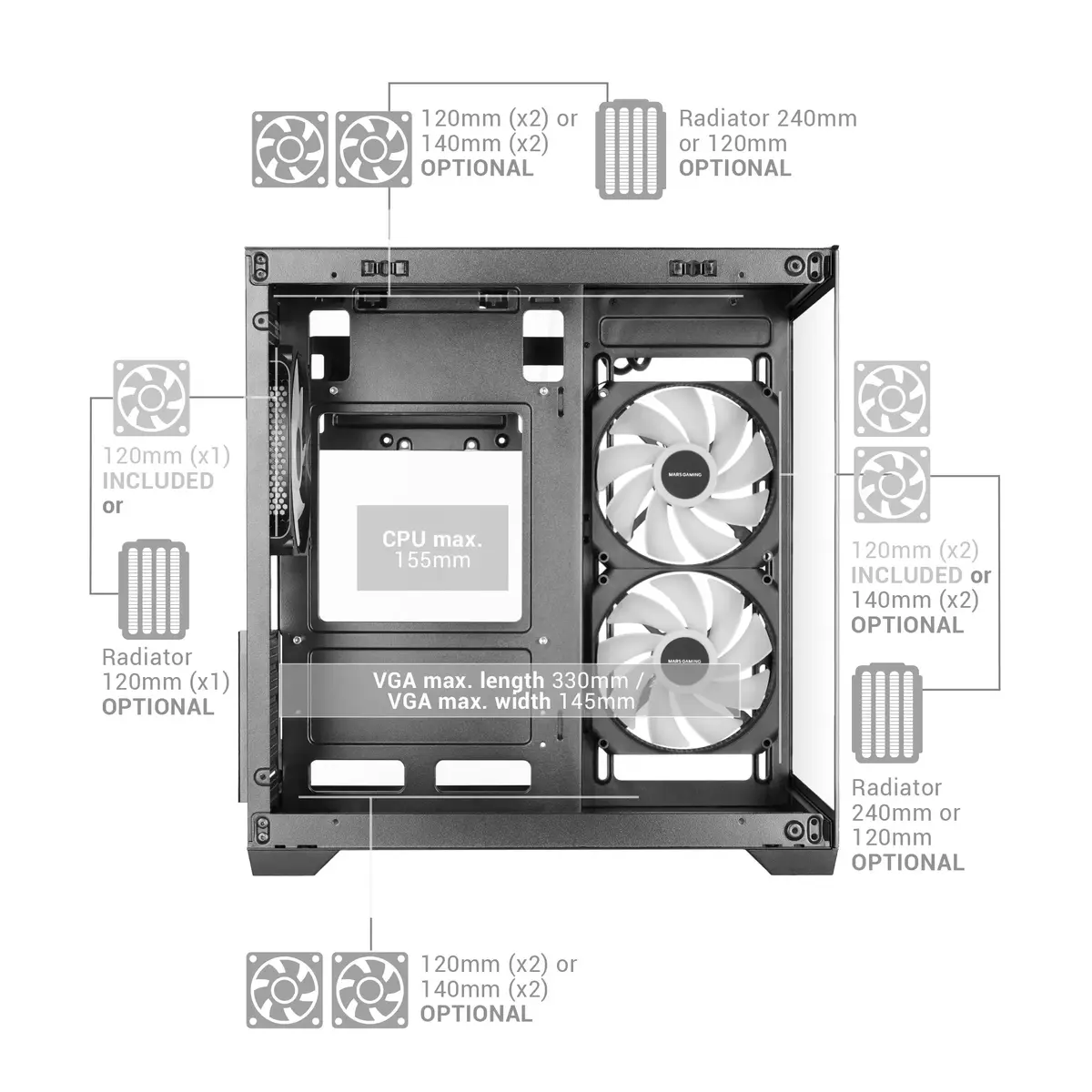 Корпус для ПК Mars Gaming MCVIEW3 Mini Tower Photo 6