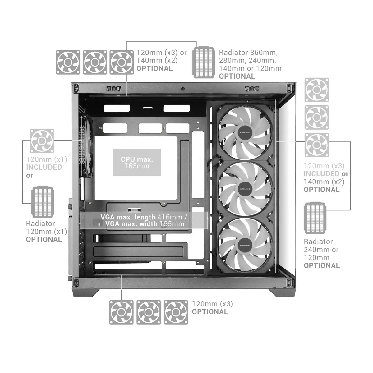Mars Gaming MCV5 Midi Tower PC Case Photo 7