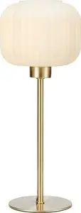 Markslojd Sober Table Lamp, Glass and Brass, Pleated Shade