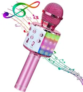 Royal Song iWear M85 karaoke mikrofons ar iebūvētiem skaļruņiem un ierakstīšanas funkciju, rozā