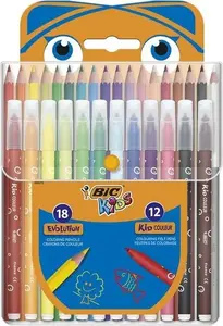 BIC 2-in-1 Colored Pencils and Felt-Tip Pens Set