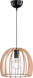 Wood Pendant Light, E27, 60W, Light Brown