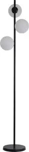 Light Prestige Dorado Floor Lamp, Black with Milky Glass Spheres