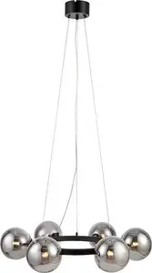 Markslojd Circle 108051 Pendant Light, Metal Frame with Smoked Glass Spheres