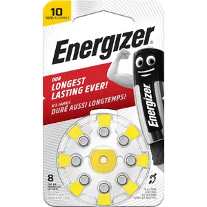 Energizer Zinc Air Battery AC10E 1.45V for Hearing Aids, 8 Pack