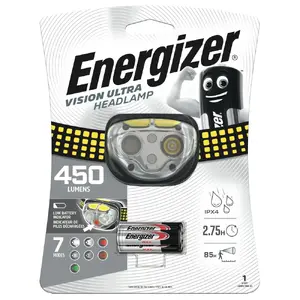 Energizer Vision Ultra Headlight, 450 Lumens, Red Light Mode, 3xAAA