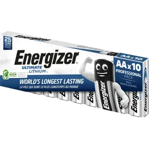 Energizer Ultimate Lithium FR6 AA L91 1.5V 3500mAh Battery 10-Pack