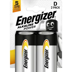 Energizer Alkaline Power LR20 D Battery 1.5V, 2-Pack