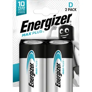Energizer MAX Plus LR20 D Alkaline Battery 1.5V 18000mAh 2-Pack
