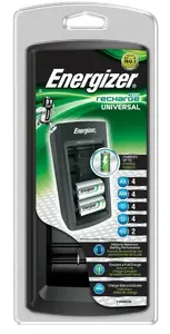 Energizer CHFC3-EU Universal Battery Charger for NiMH AA, AAA, C, D, and 9V 6F22 Batteries