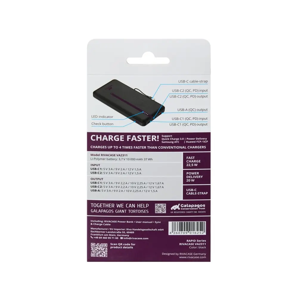 Rivacase VA2311 ārējais akumulators 10000 mAh 22.5W Photo 11