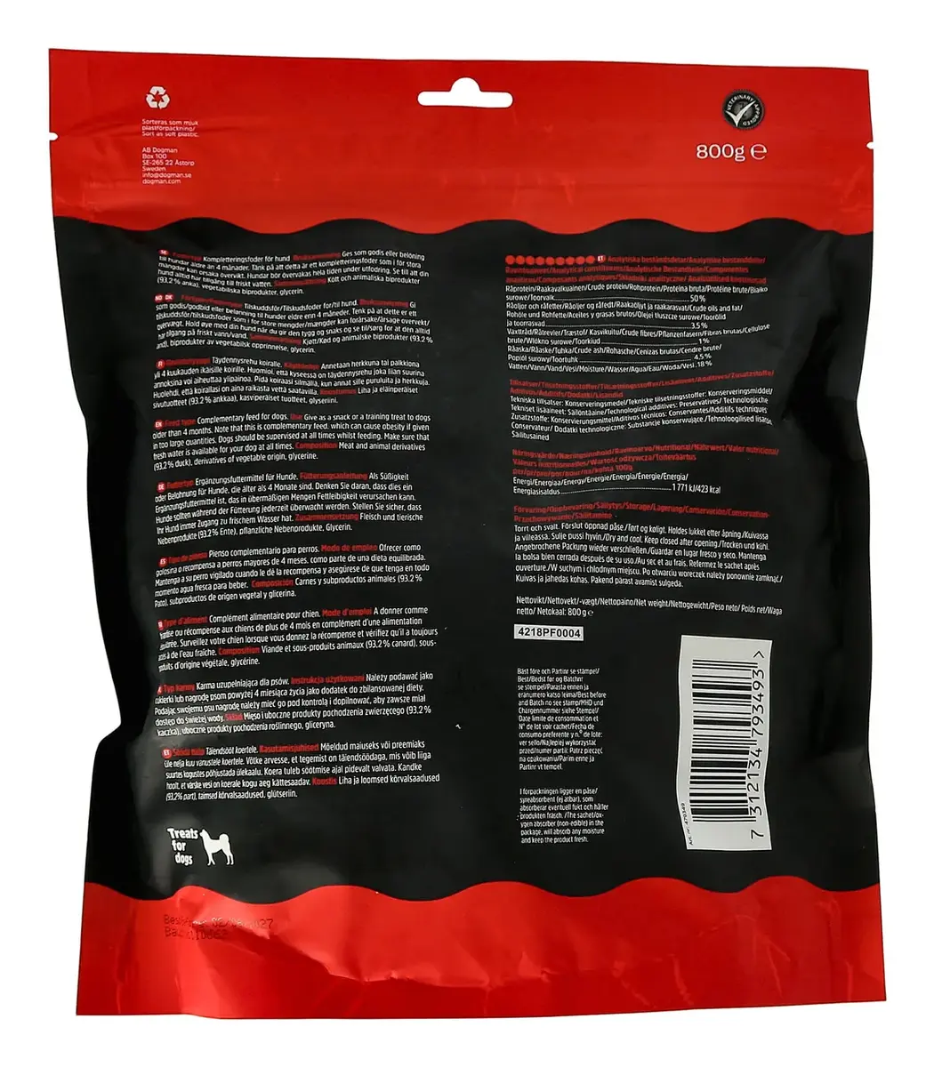Dogman Duck Treat for Dogs and Cats 800 g Photo 3