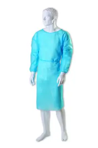 Kid-man Disposable Protective Gown, Non-Sterile, Elastic Cuffs, Blue, XL, 25g, 10 pcs