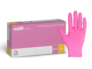 Kid-man Easycare Nitrile Gloves, Pink, Size M, 100 Pieces