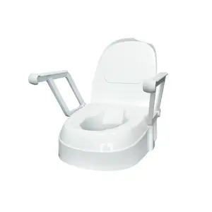 Kid-man TSE120 Height Adjustable Raised Toilet Seat with Lid and Armrests