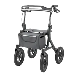 Kid-man MEGO 2G Offroad Outdoor Rollator, Black, 135 kg Load Capacity
