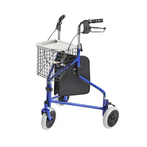 Kid-man TRIGO 3-Wheel Rollator with Bag, Foldable Mobility Walker, 120 kg Capacity