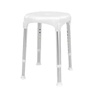 Kid-man RINGAS Round Shower Stool, Height-Adjustable, 150 kg Capacity