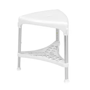 Kid-man TRIKISHD Triangle Shower Stool with Tray, 170 kg Capacity, Height Adjustable