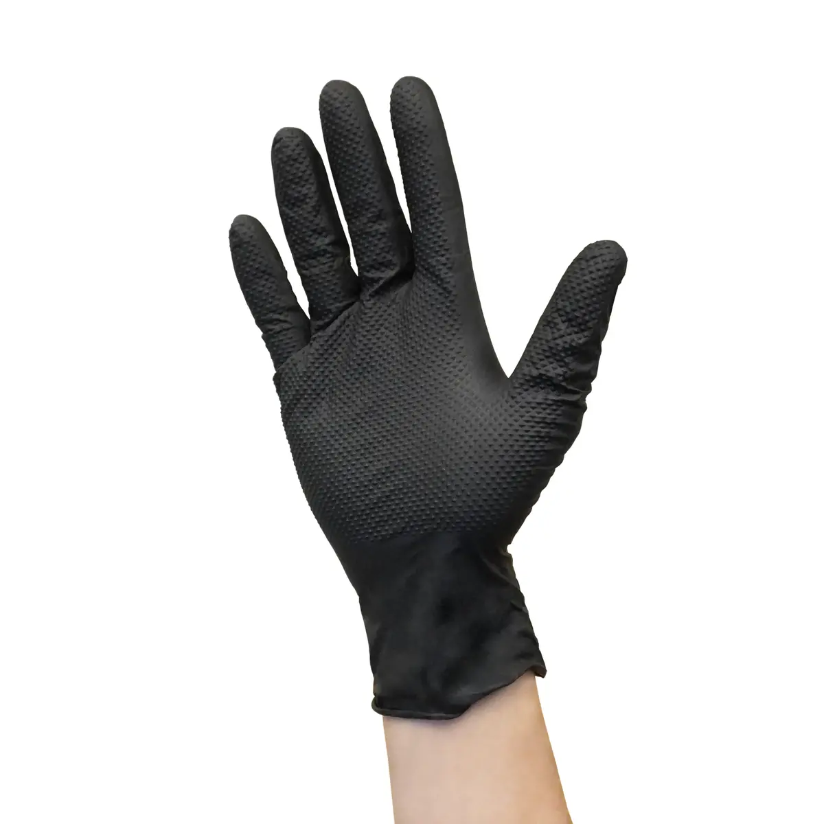 Kid-Man Black Grip Nitrile Gloves Size M Photo 2