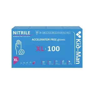 Kid-Man Accelerator-Free Nitrile Gloves, Size XL, 100 Pieces