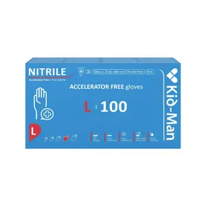 Kid-Man Accelerator-Free Nitrile Gloves, Size L, 100 Pieces