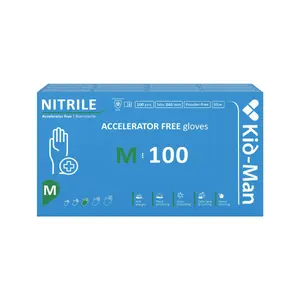 Kid-Man Accelerator-Free Nitrile Gloves, Size M, 100 Pieces