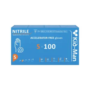 Kid-Man Accelerator-Free Nitrile Gloves, Size S, 100 Pieces