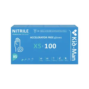 Kid-Man Accelerator-Free Nitrile Gloves, Size XS, 100 Pieces