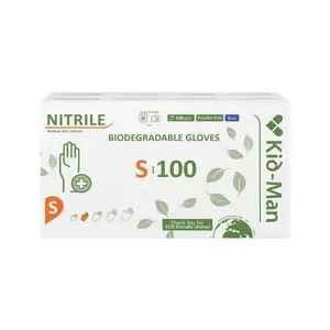Kid-Man Biodegradable Nitrile Gloves, Size S, 100 Pieces