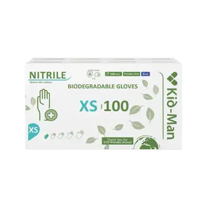 Kid-Man Biodegradable Nitrile Gloves, Size XS, 100 Pieces