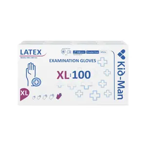 Kid-Man Latex Examination Gloves, Size XL, Powder-Free, 100 Pieces