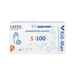 Kid-Man Latex Examination Gloves, Size S, Powder-Free, Non-Sterile, 100 Pieces