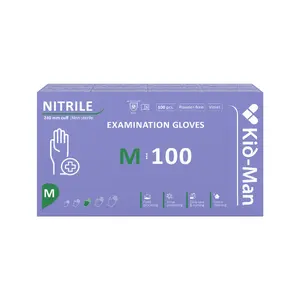 Kid-Man Nitrile Examination Gloves, Size M, Powder-Free, Non-Sterile, 100 Pieces