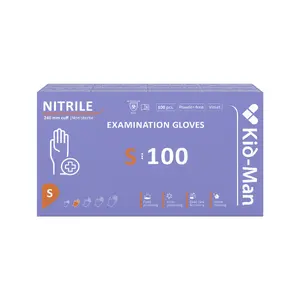 Kid-Man Nitrile Examination Gloves, Size S, Powder-Free, Non-Sterile, 100 Pieces