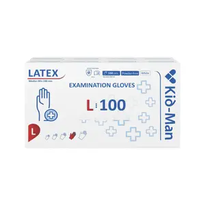 Kid-Man Latex Examination Gloves, Size L, Powder-Free, 100 Pieces