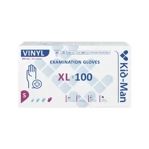 Kid-Man vinila apskates cimdi, bez pūdera, nesterili, izmērs XL, 100 gab.