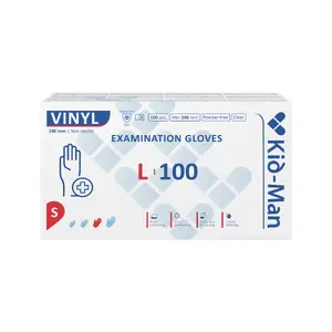 Kid-Man vinila apskates cimdi, izmērs L, nesterili, bez pūdera, 100 gabali