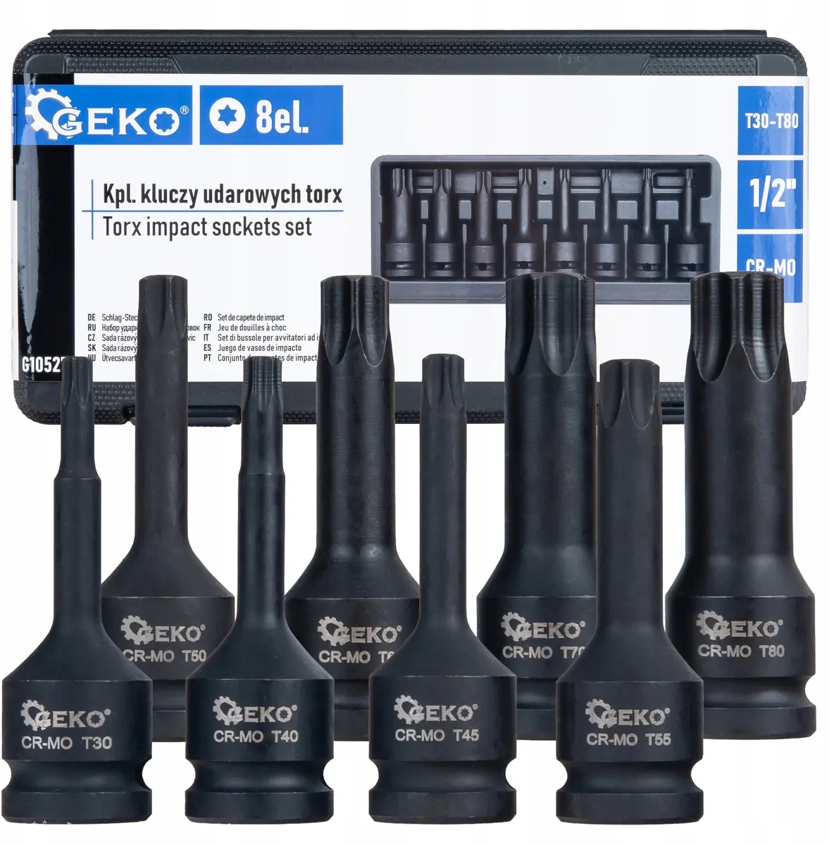 GEKO 8-daļīgs triecien-Torx uzgaļu komplekts 1/2"