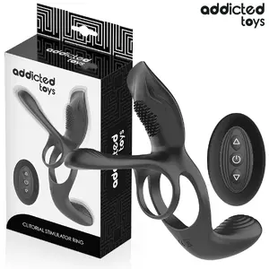 Двойное кольцо на пенис Addicted Toys с клиторальным стимулятором, 10 режимов вибрации, USB