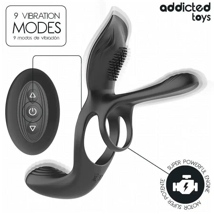 Двойное кольцо на пенис Addicted Toys с клиторальным стимулятором Photo 2