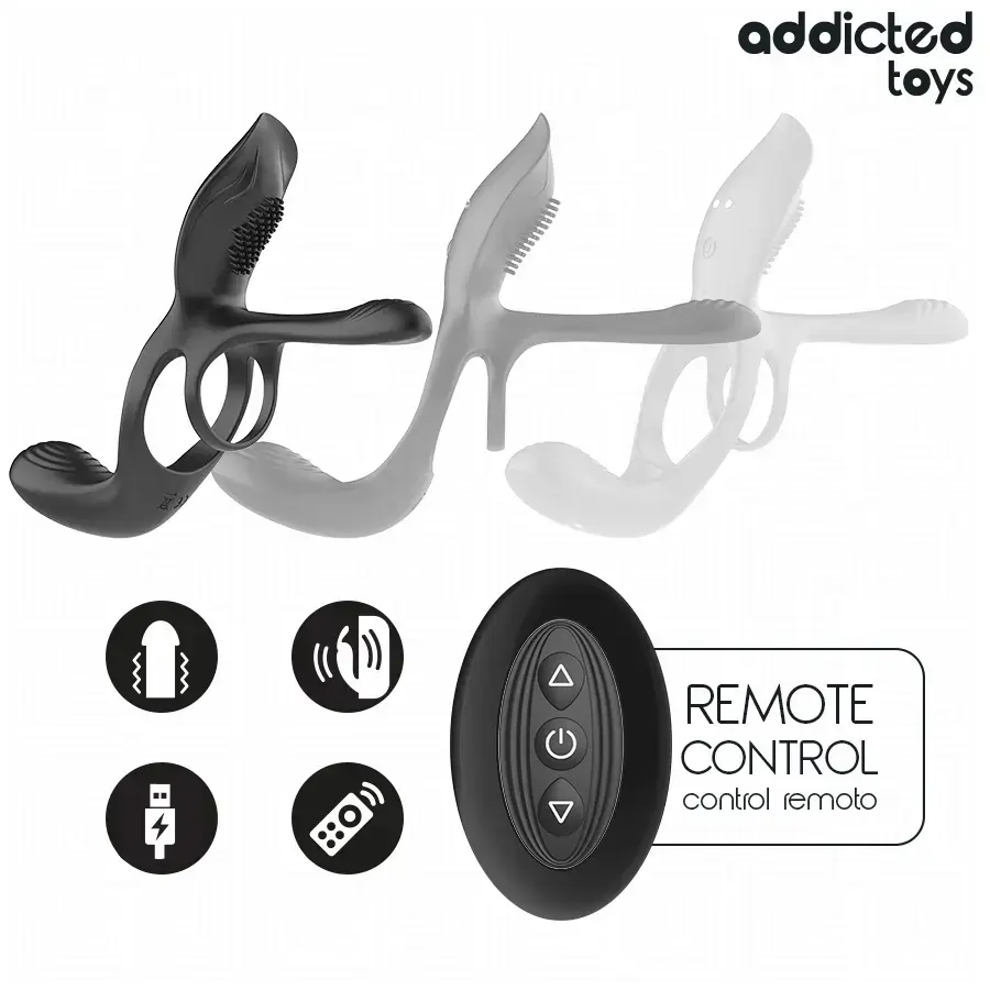 Двойное кольцо на пенис Addicted Toys с клиторальным стимулятором Photo 4