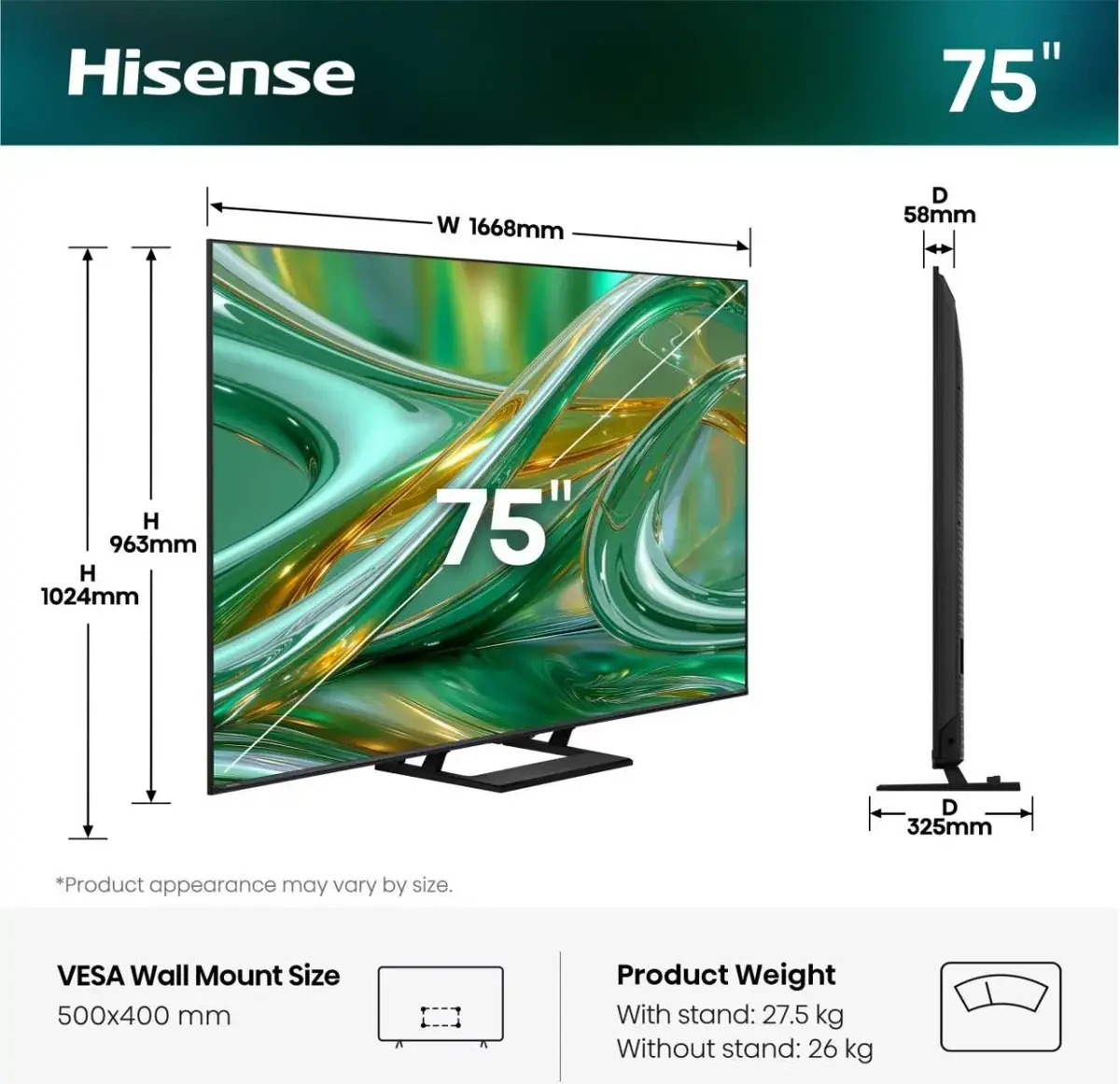 Телевизор Hisense 75E8S 75 дюймов 4K ULED Smart TV Photo 2